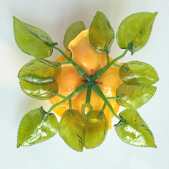 MCM Lucite Acrylic Yellow Rose Retro Mod Flower Power Sculpture Home Decor Vtg - Picture 8 of 12